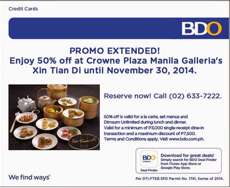 bdo dining promo|Dining Offers .